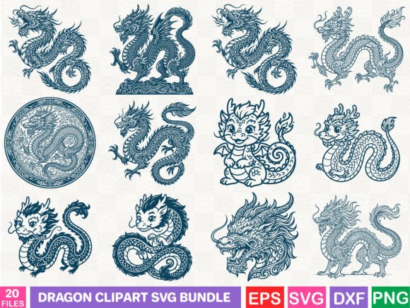 A Dragon Clipart Bundle for Branding & Marketing Graphics