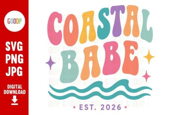 Coastal Babe Retro Beach Graphics for Summer Illustrations