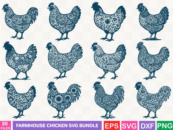 Farmhouse Chicken SVG Bundle: Graphics for Editorial Warmth