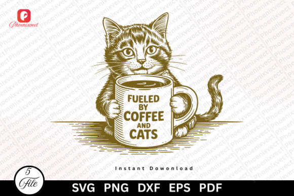 Funny Coffee Cat Graphics for Editorial and Lifestyle Content