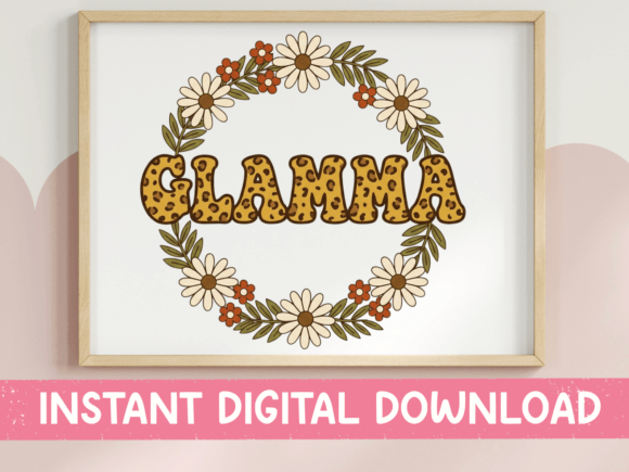 Glamma Leopard Floral Wreath Graphics for T-Shirt Designs