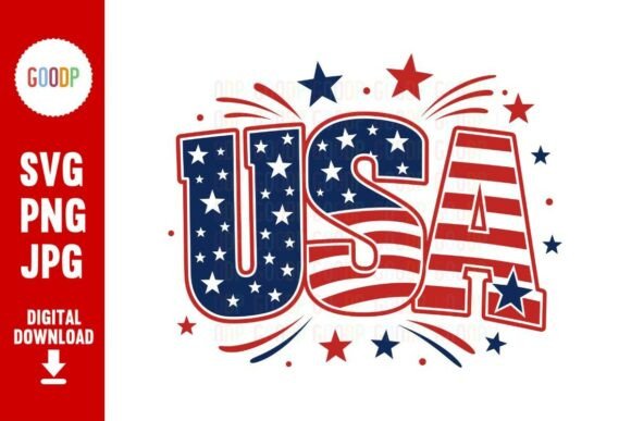 USA Patriotic Flag Letters Graphics for Illustrations
